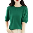 thumbnail image 2 of Rezuofi 1 Pcs Women Short Sleeve Sweaters Tops 2025 Fall Crew Neck Pullover Shirt Lightweight Soft Knit Sweater Blouse Solid Jumpers, 2 of 4