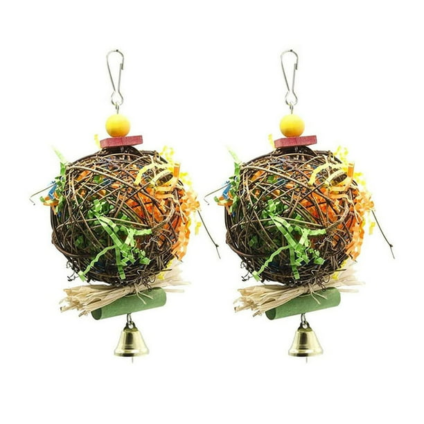 Greeniant Pelota de ratán de para mascotas, reemplazo bonito, elegante, para el hogar, jardín, Patio, mascotas, juguete para masticar Suministros de alimentación y agua para mascotas 2 piezas