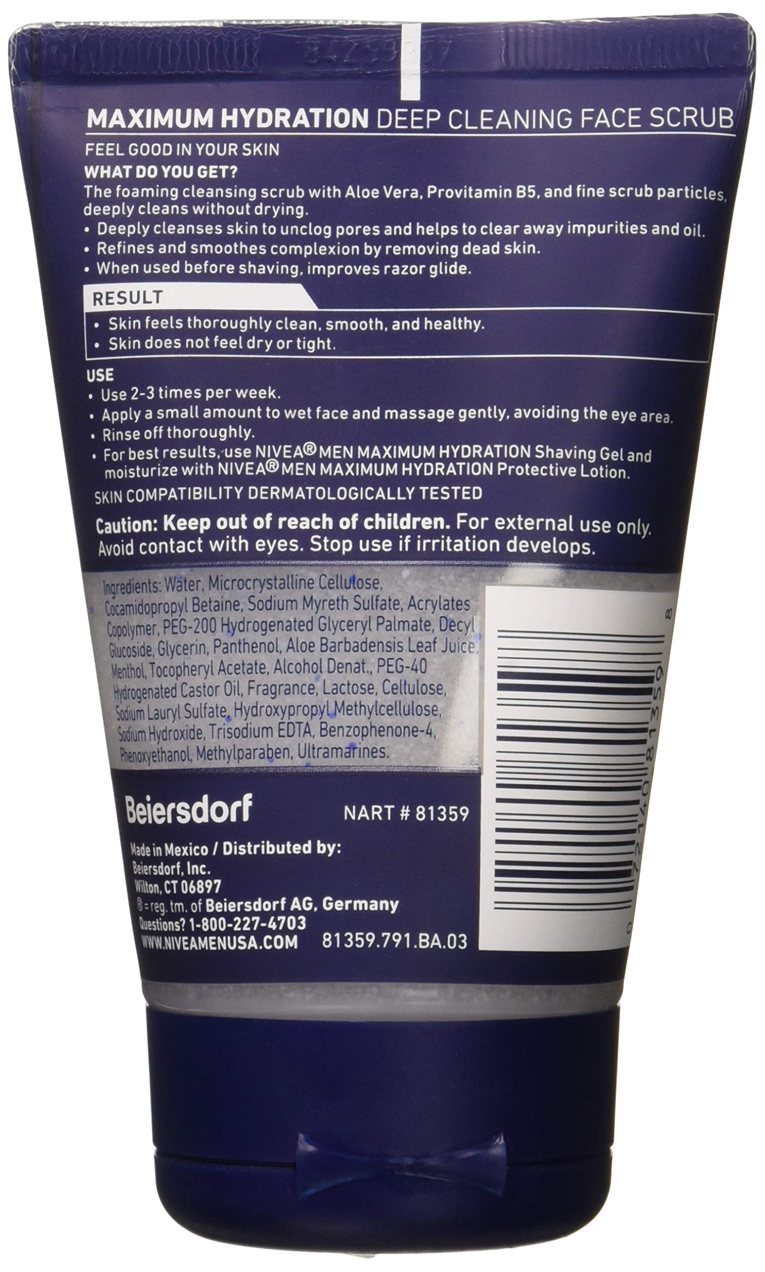 Nivea For Men Original, Deep Cleaning Face Scrub 4.4 Oz (Pack Of 2)