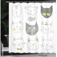 thumbnail image 3 of Ambesonne Cat Shower Curtain, Moustache Fish Faces Print Art, 69"Wx70"L, Pale Green, 3 of 4