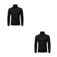 thumbnail image 1 of Qarigey Ropa interior térmica para hombre, Tops de cuello alto, jersey de manga larga de Color sólido, cómoda camisa de dormir para el hogar Negro 2piezas, 1 of 6