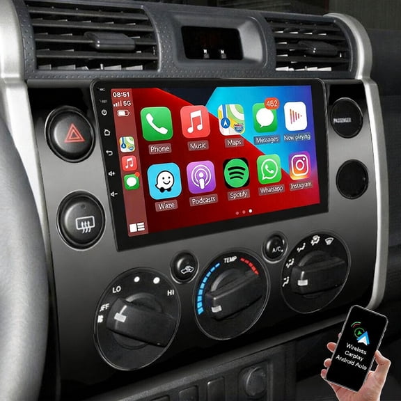 HUOEPU Radio for Toyota FJ Cruiser 2007-2013 Car Stereo with Wireless CarPlay Android Auto,Car MP5 Player 9" Touch Screen Bluetooth RDS FM WiFi Backup Camera,2 32G
