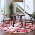 thumbnail image 3 of Round Rugs 5 Ft, Pink Roses Non Slip Area Rugs for Kitchen Bedroom Entryway, Spring Floral Elegant Pastoral Butterfly Washable Carpet Runner Rug Floor Mats for Bedroom Home Decor, 3 of 8