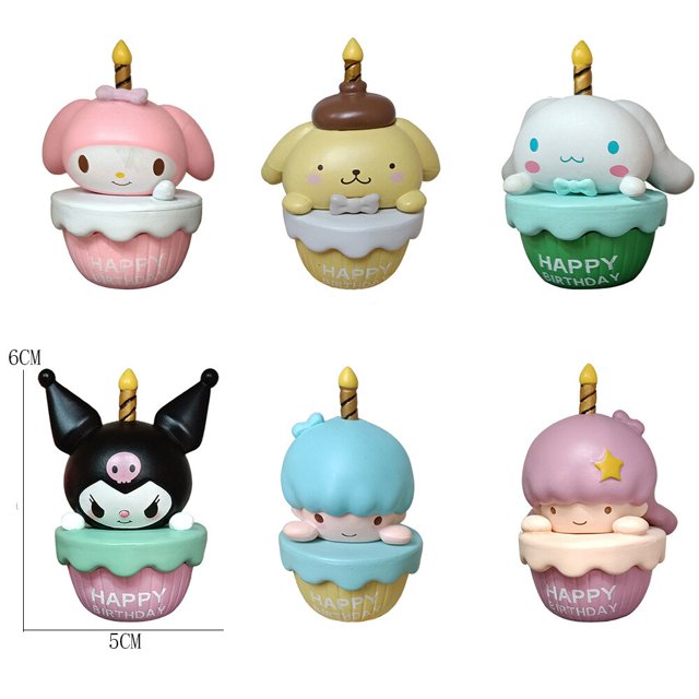 Conjunto de figuras Kawaii Mini Sanrio, Hello Kitty, Kuromi, dibujos animados, My Melody, Pom, Purin, Pvc, Anime, modelo para decoración de tartas, regalo