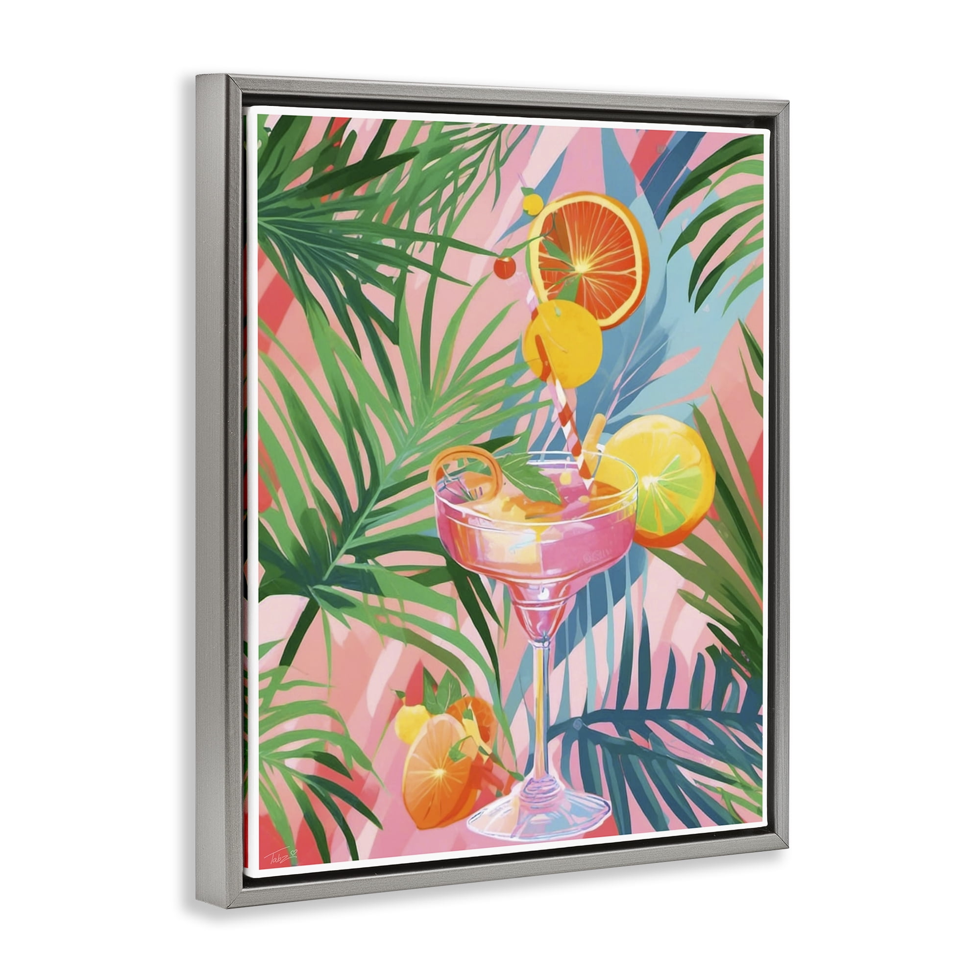 Stupell Industries Jungle Citrus Cocktail Gray Framed Floater Canvas Wall Art, design by Tabz Jones