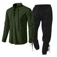 thumbnail image 2 of LEKDFST Men Renaissance Set Pirate Viking Shirt Pant BK4 XXXL, 2 of 3