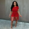 thumbnail image 4 of ITFABS Sports Outfits Short Sleeve Knot Crop Top + Fringe Fifth Pants, 4 of 8