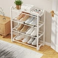 thumbnail image 4 of Iumwxz White Plastic Shoe Rack with Handrail for Entryway 4 Tier Small Shoe Cabinet for Shoes Storage 57.7x20x45.5cm Multi Layer Organizer for Bedroom or Balcony, 4 of 6