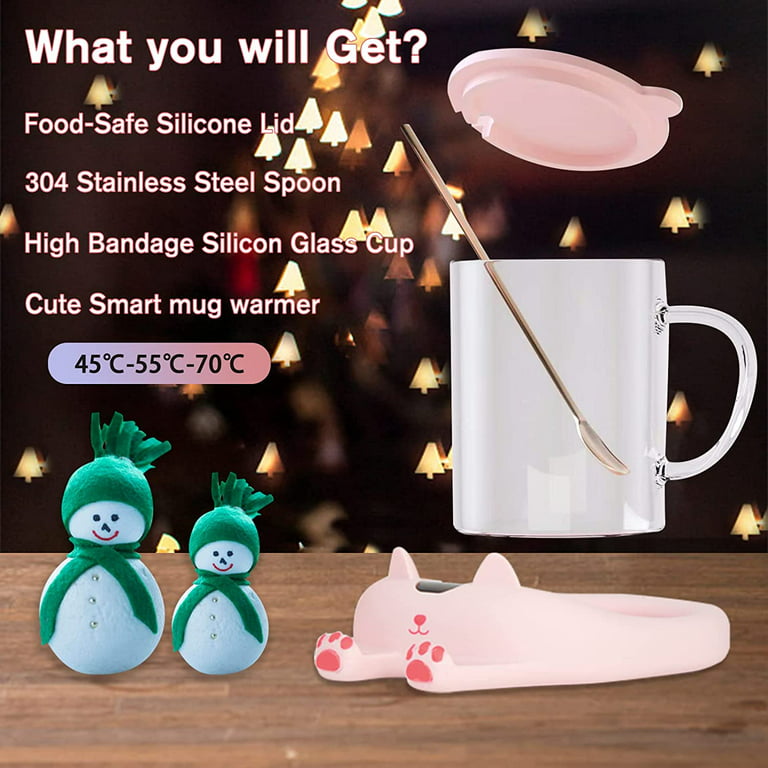 Bsigo RNAB0C2XY3ST9 bsigo coffee mug warmer & cute cat mug set, candle mug  warmer for home & office, electric smart coffee warmer for desk, bever