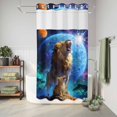 thumbnail image 6 of No Hook Shower Curtain, Aesthetic Lions Shower Curtains for Bathroom with See Through Top Window, Abstract Art Blue Moon Waterproof & Washable Bath Curtain Narrow 54"x78", 6 of 9
