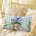 thumbnail image 4 of Spring Easter Pillow Covers, Linen Long Throw Pillow Case, Purple Floral Summer Botanical Teal Plaid Holiday Pillow Protector Decorative Cushion Cover for Living Room/Bedroom 20" x 36", 4 of 8