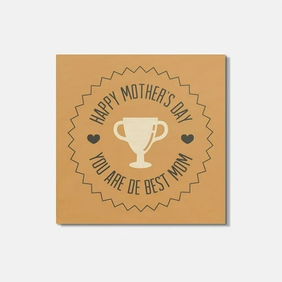 Happy Mothers Day Cup Retro Badge 4'' X 4'' Square Wooden Coaster