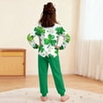 thumbnail image 6 of Girls Boys St. Patrick's Day Outfits 2PC Comfy Casual Print Long Sleeve Pullover Tops with Pants Sets Green 11 7-8 Years, 6 of 8