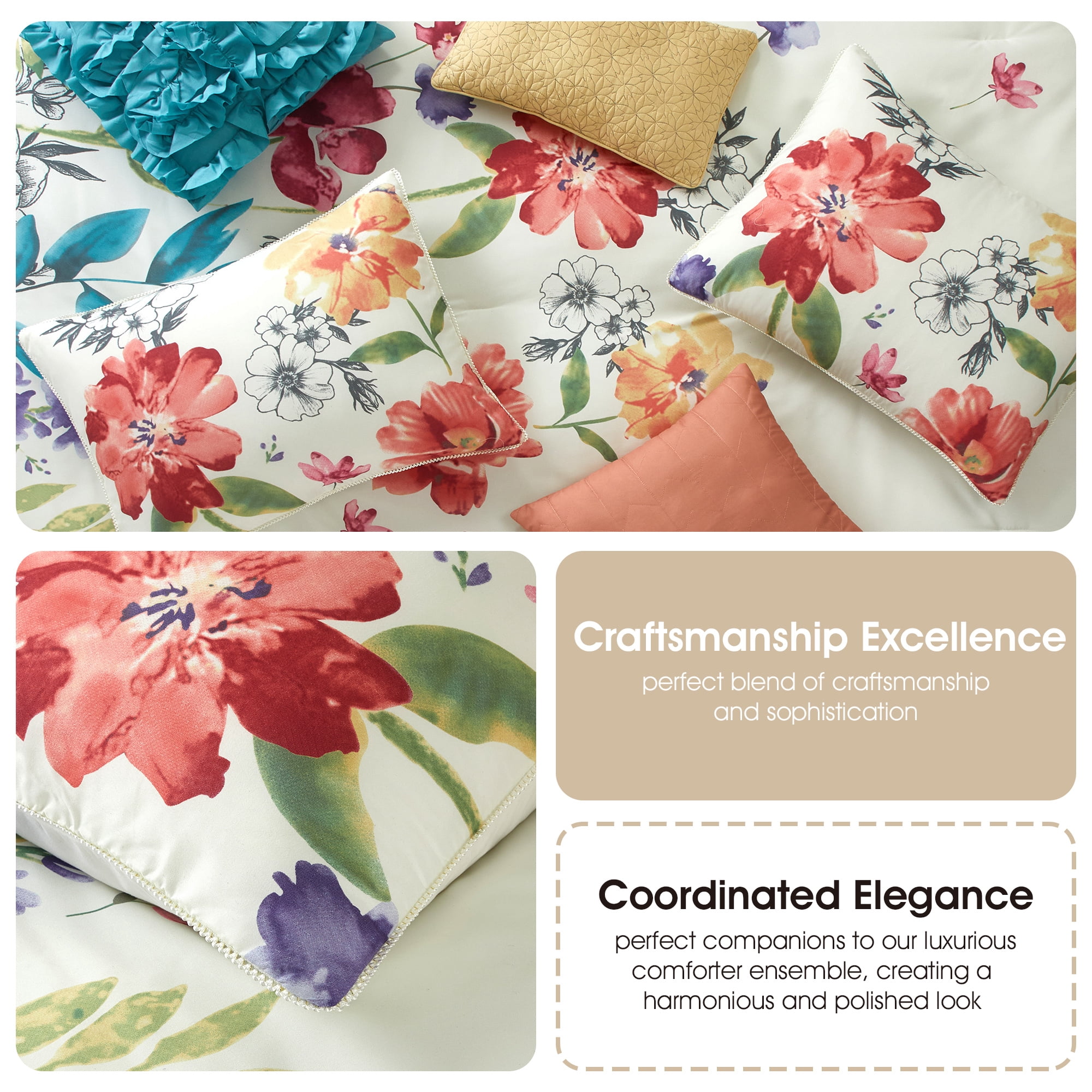 Nanshing Cassia Floral Bouquet 7 Piece Comforter Set, King