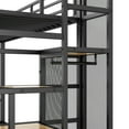 thumbnail image 6 of Bunk Bed Twin Over Full, Metal Bunkbed Frames with Storage Stairs, Wire Shelving and Wardrobe, Full-Length Guardrail, No Box Spring Needed, Black, 6 of 9