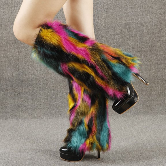 CHUOU Women's Fluffy Leg Warmers Winter Fluffy Leg Warmers Soft