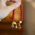 thumbnail image 4 of Pulsera de cornalina oriental hecha a mano para mujer, estilo retro literario, Mediano, Rojo -, 4 of 5