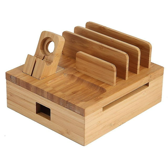 Support de rangement et de chargement de téléphone portable en bambou multicouche