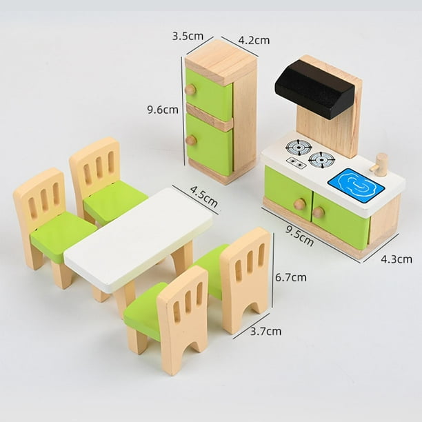 30x Wooden Dollhouse Furniture Set Pretend Play Toy Simulation
