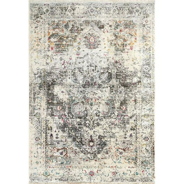 Dynamic Rugs JN466882109 Tapis Rectangulaire Transitionnel 3 Pi. 11 Po. x 5 Pi. 7 Po. Juno 6882 - 109 Ivoire & Gris