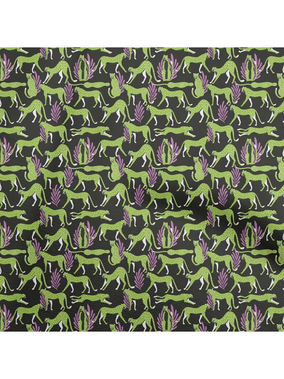 RayonLightGreenFabricTropicalLeafWithAnimalQuiltingSuppliesPrintSewingFabricByTheYard56InchWide