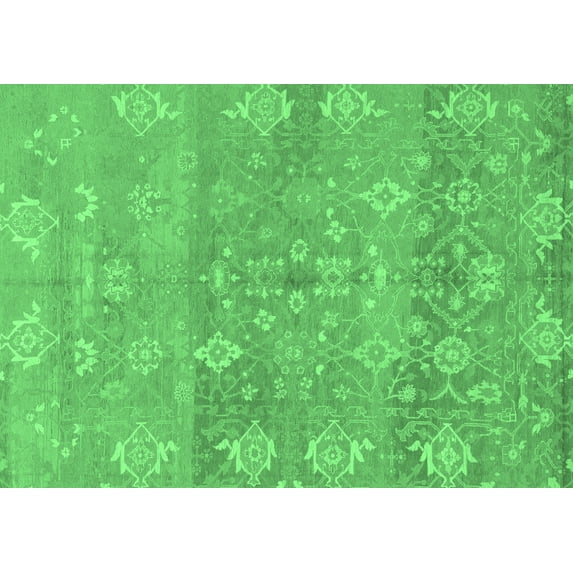 Ahgly Company Indoor Rectangle Oriental Emerald Green Traditional Area Rugs, 5' x 7'