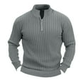 thumbnail image 1 of ameIAEA Men's Ribbed Knit Zipper Shirts Collar Long Sleeve Solid Color Fall Pullover Tops, 1 of 4