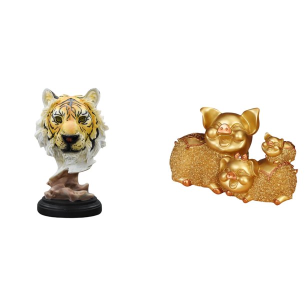 Escultura de mesa,Escultura de cabeza de tigre,estatua moderna de mesa,Figura de escritorio,Figura de cerdito de la suerte para escritorio,decoración del hogar,Colección de estatuas de