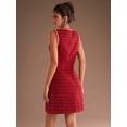 thumbnail image 5 of Red Tweed Sleeveless Mini Dress With White Trim And Front Pocket Detail, 5 of 6