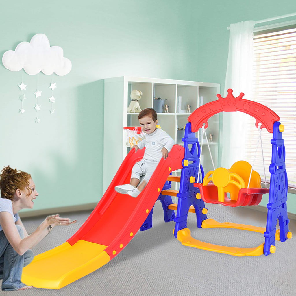 Details about   Indoor And Backyard Baskets Toddler Mountaineering And Swing Set Slide swing 