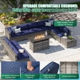 thumbnail image 3 of Clouddwell 12 Piece Patio Furniture Set with 44” Fire Pit Table Wicker Rattan Patio Conversation Set Outdoor Sectional Sofa Set with Coffee Table and Blue Cushions(Waterproof Cover Included), 3 of 9