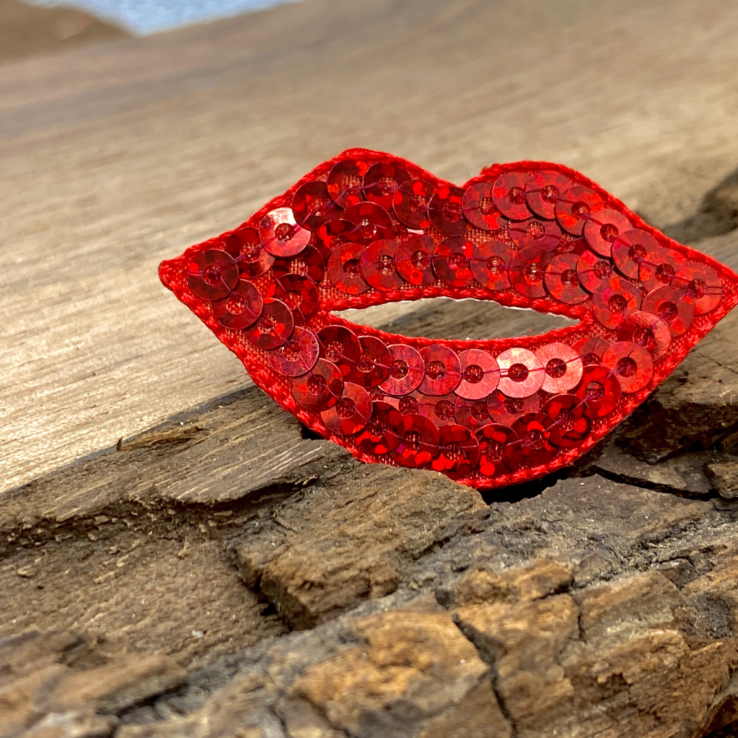 Red Hot - Sequin Lips - Iron on Embroidered Applique Patch