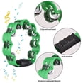 thumbnail image 3 of Mistaha Green Handheld Bell Tambourine ABS Stainless Steel Rattle Jingle Percussion Instrument for Home School Party, 3 of 6