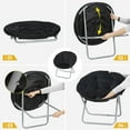 thumbnail image 3 of Faux Fur Chair, Folding Chair Soft Lounge Chair, Portable Moon Chair for Bedroom, Dorm Rooms, Apartments, Lounging, Garden and Courtyard, Black, 3 of 12