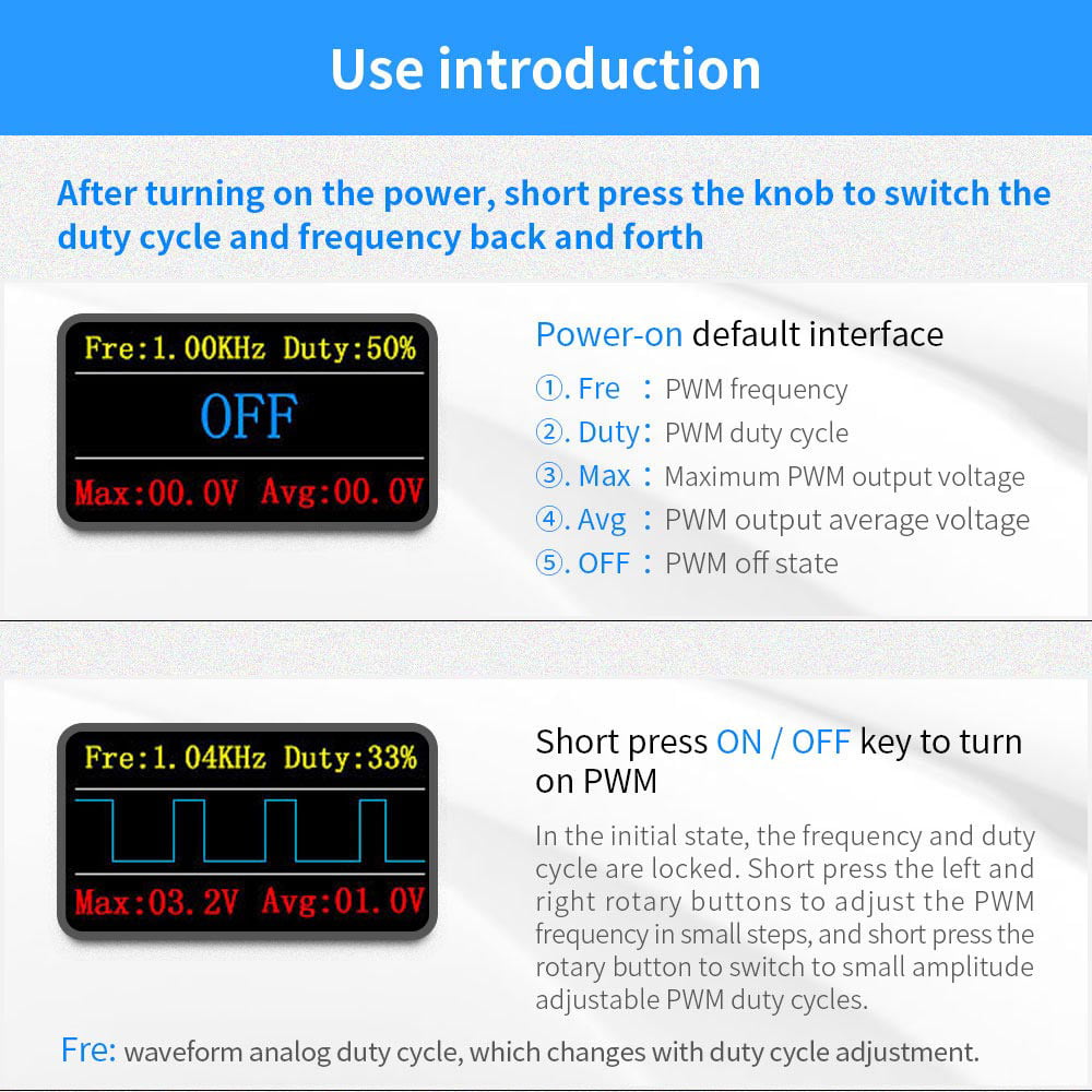 High Quality FNIRSI PWM Pulse Frequency Signal Generator Adjustable Duty Module 