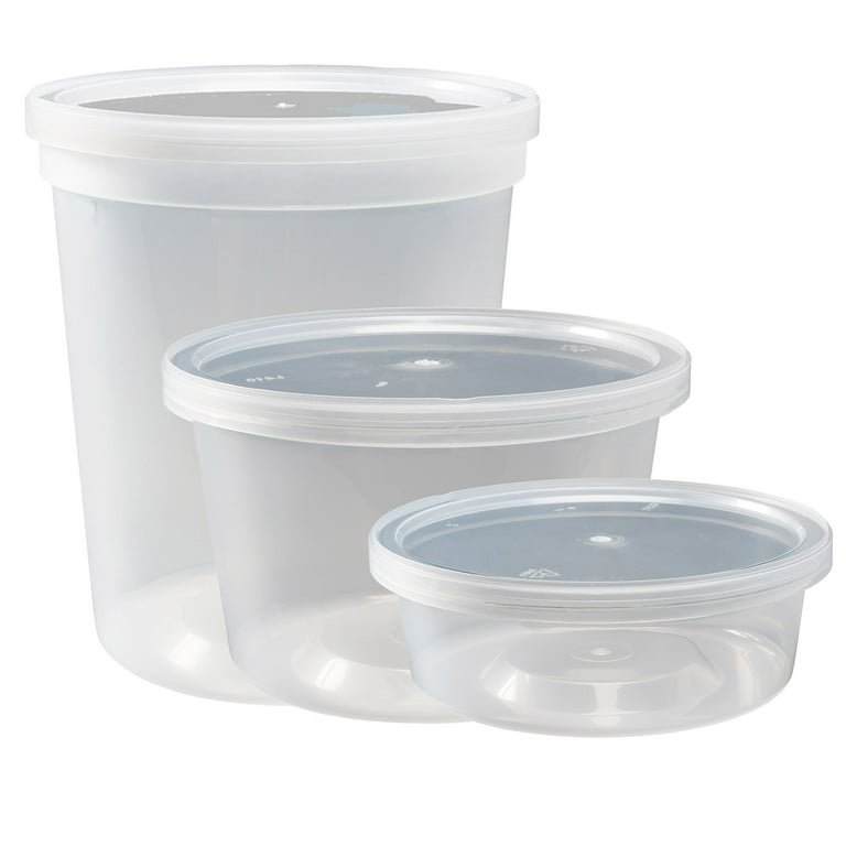 VeZee 64 Oz Deli Food Storage Containers Lids Soup Freezer Microwave| Best  for take-out & Storage Qty 100