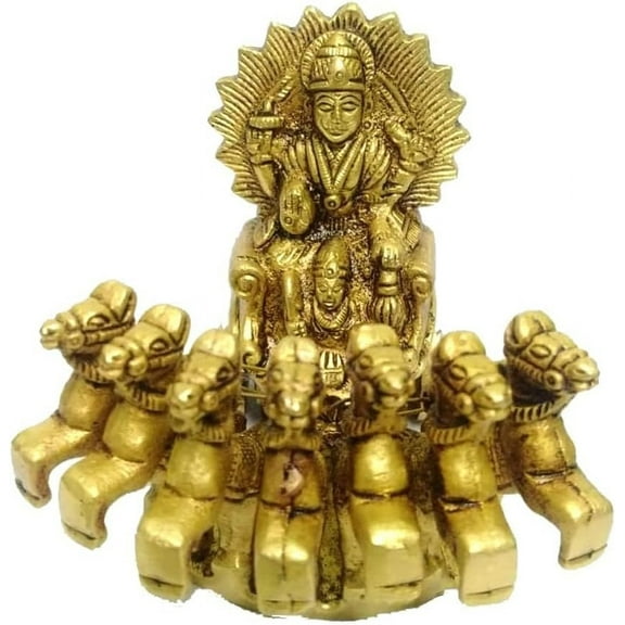 brass surya god with chariot/ rath with 7 horses , small size