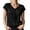 Black, variant on Lace Trim Satin Tops for Women Smooth Soft V Neck Bow Tie Front Shirts Loose Dressy Casual Solid Color Cap Sleeve Blouses XXL
