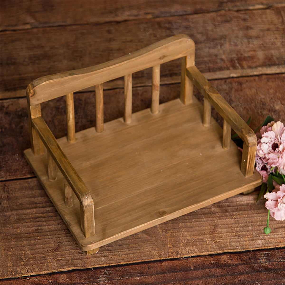 GEZICHTA Baby Photography Bed Baby Photo Props Wooden Folding Recliner Retro Photography Props Accessories for Unisex Baby 
