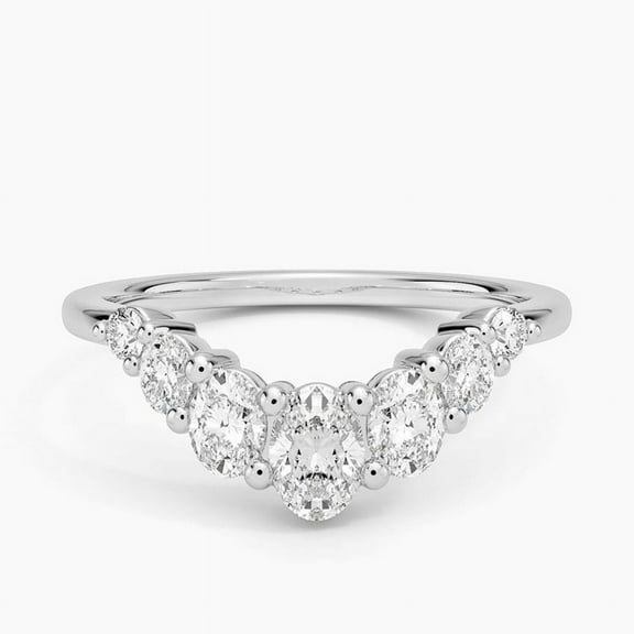 Dash Jewel 1.85 Ct VVS1/D Oval Cut Stacking Diamond Wedding Rings for Women's - Anniversary Gifts - 14K White Gold Plated Rings - Popular Wedding Gifts - Wedding Band - Wedding Gifts for Bridesmaid