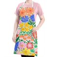 thumbnail image 5 of Pioneer Flower Floral Print Pattern Apron-Garden Aprons for Women with Pockets-Cotton Linen Waterproof Kitchen Cooking Gardening Aprons Adjustable for Kitchen,Cooking,BBQ and Salon 33x27 Inch, 5 of 7