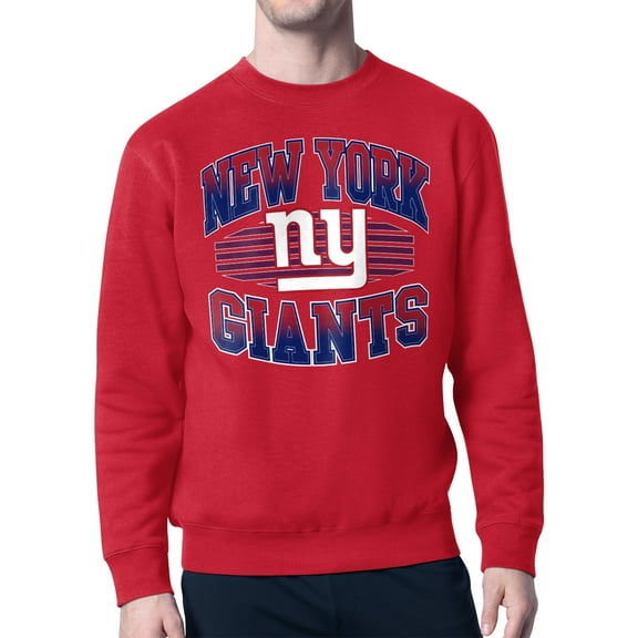 Men's Starter Red New York Giants Team Grit Graphic Fleece Pullover Sweatshirt