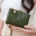 thumbnail image 5 of Small Wallets for Women Leather RFID Blocking Bifold Double Zipper Pockets Wallet Card Case Purse with 2 ID Windows, 5 of 6