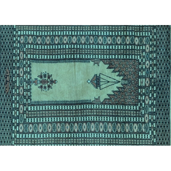 Ahgly Company Indoor Rectangle Abstract Light Blue Modern Area Rugs, 2' x 3'