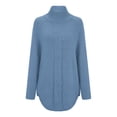 thumbnail image 2 of Daeful Chandail à Manches Longues Chandail d'Hiver Chaud pour Femmes Tricoté Ample Bleu TP, 2 of 6