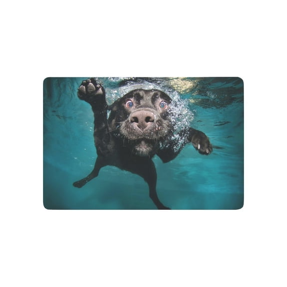 MKHERT Funny Black Dog Puppy Underwater Doormat Rug Home Decor Floor Mat Bath Mat 23.6x15.7 inch