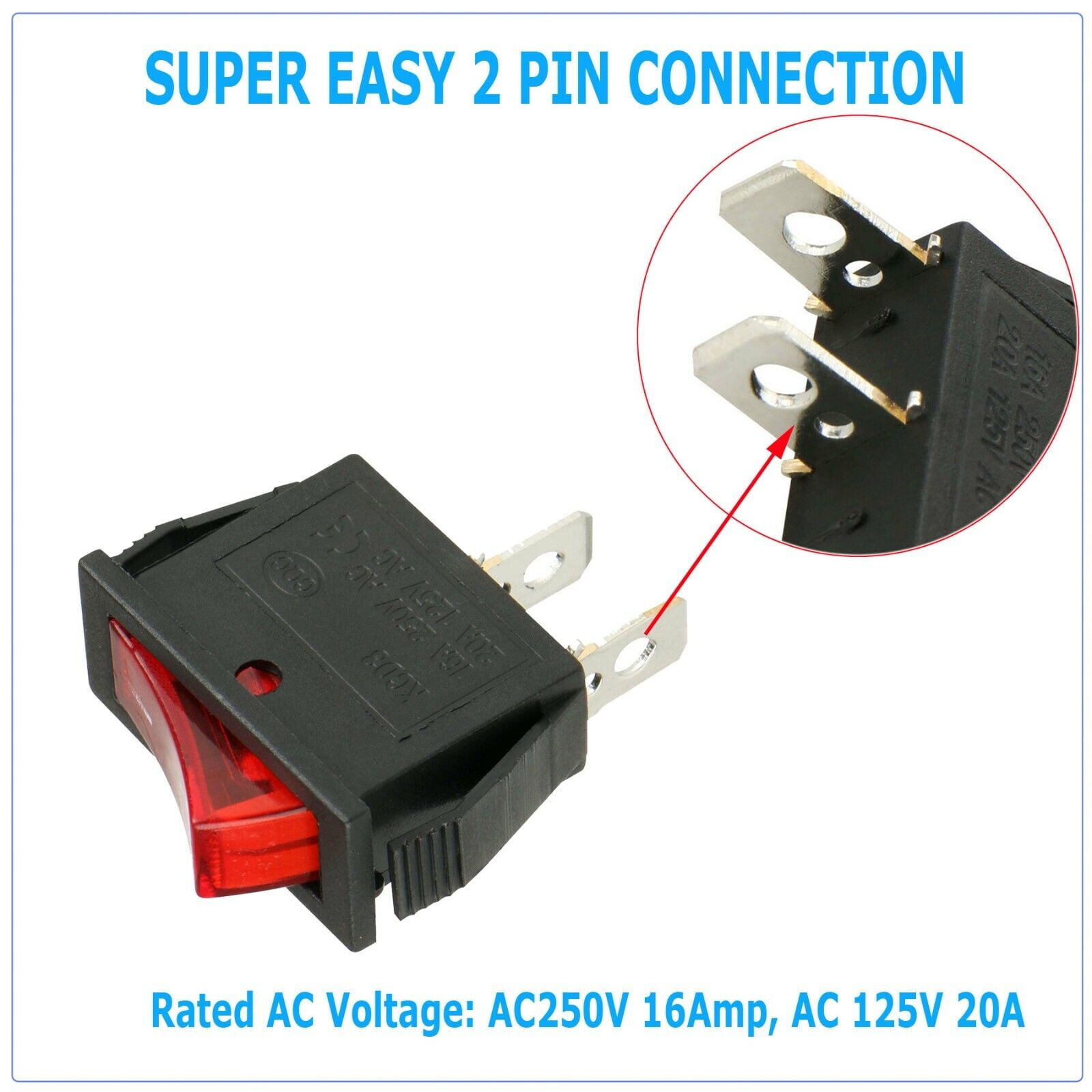 3pcs Car Auto Rocker Switch SPST ON OFF Toggle 15 AMP 250V 20 AMP 125V
