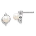 thumbnail image 2 of Auriga Fine Jewelry 925 Sterling Silver Pearl and Diamond Stud Earrings for Women, 2 of 6