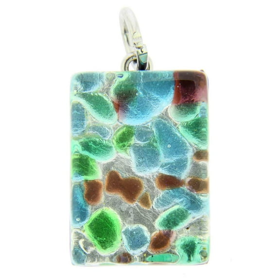 GlassOfVenice Murano Glass Venetian Reflections Rectangular Pendant - Silver Meadow