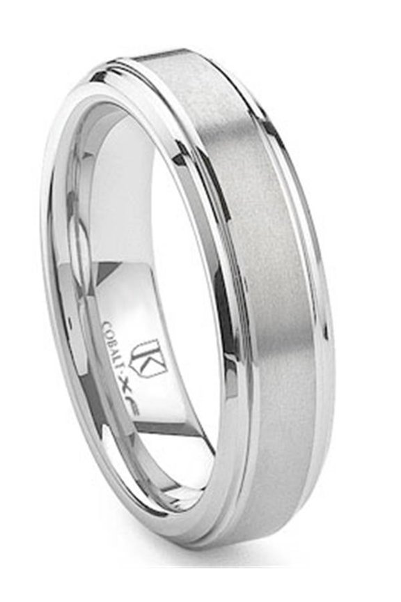 Cobalt Xf Chrome 6MM Raised Center Wedding Band Ring Sz 8.5